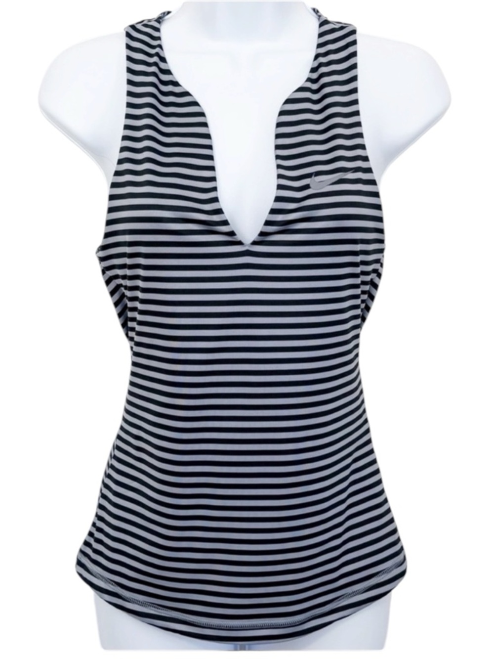 NIKE DRI-FIT Striped Tennis Tank Top Racerback Deep V Neck Small Activewear